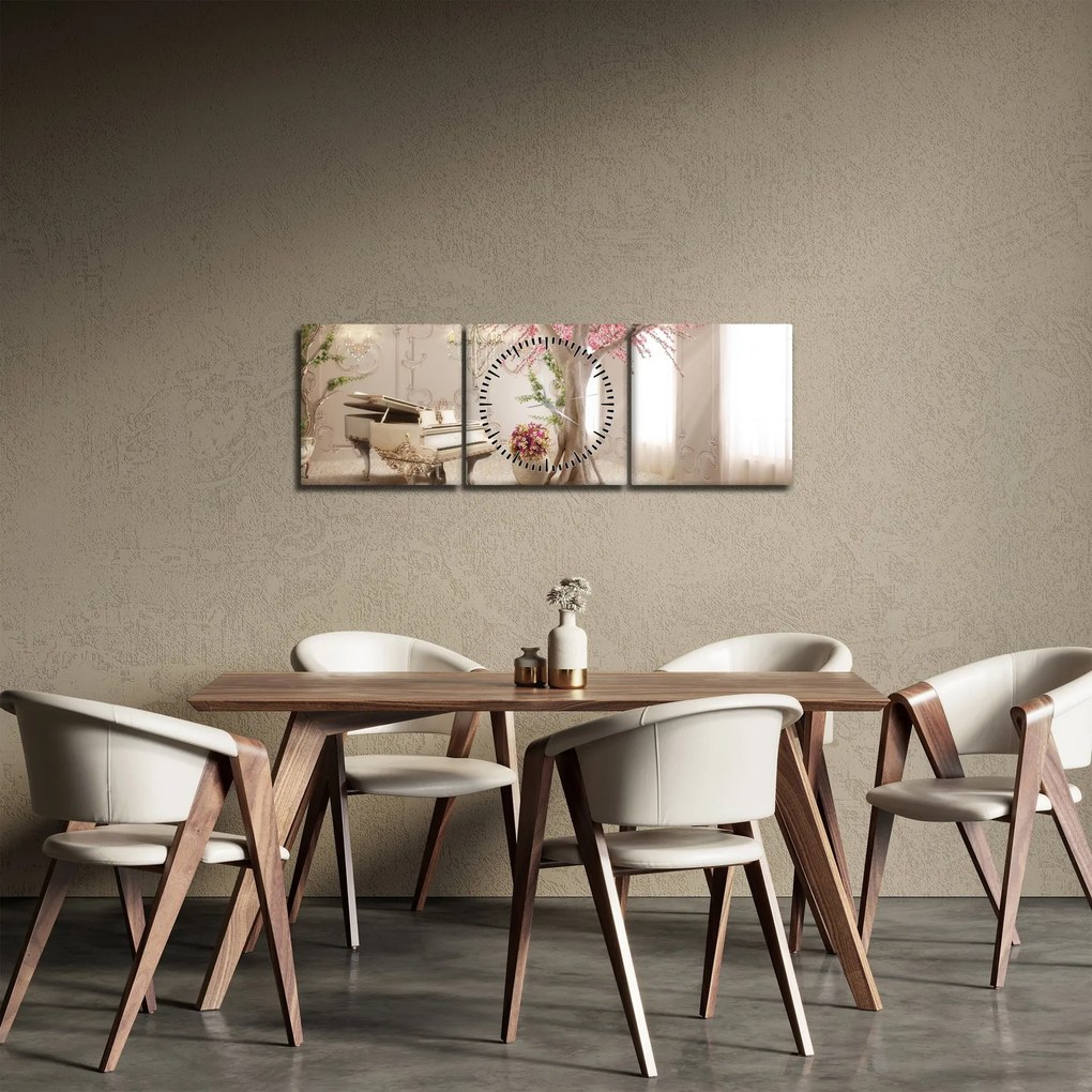 Tablou - Interior de vis cu pian (cu ceas) (90x30 cm)