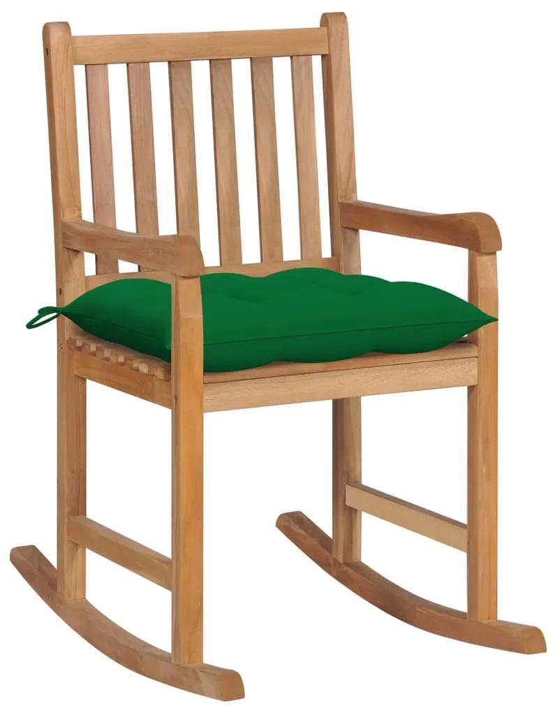 Scaun balansoar cu perne verde, lemn masiv de tec 1, Verde