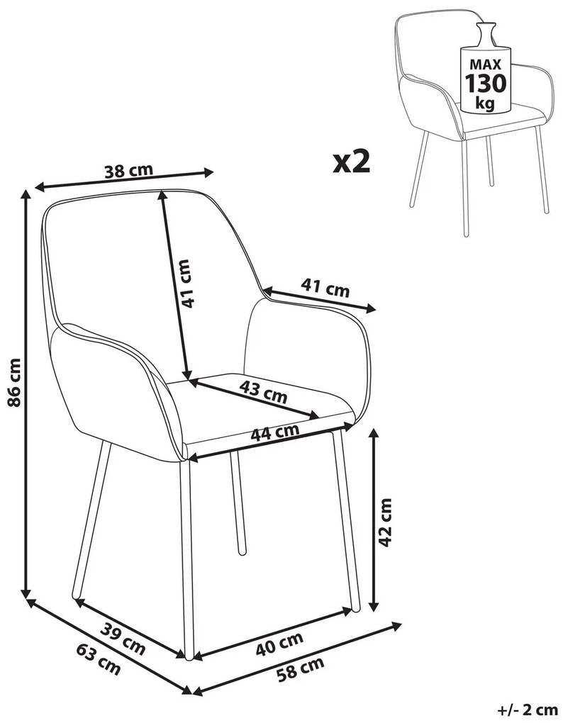 Set 2 buc scaun tip bar Anika (alb). 1077394