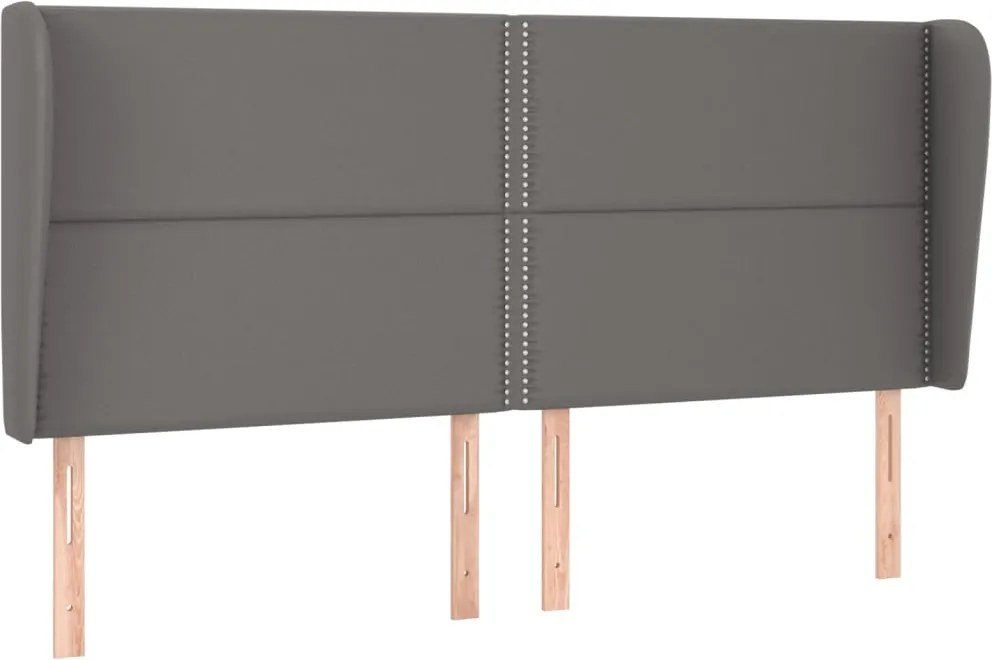 vidaXL Tăblie de pat cu aripioare gri 183x23x118/128 cm piele eco