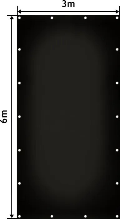 JAGO Prelata 650 g/m², ochiuri de aluminiu, negru, 3 x 6 m