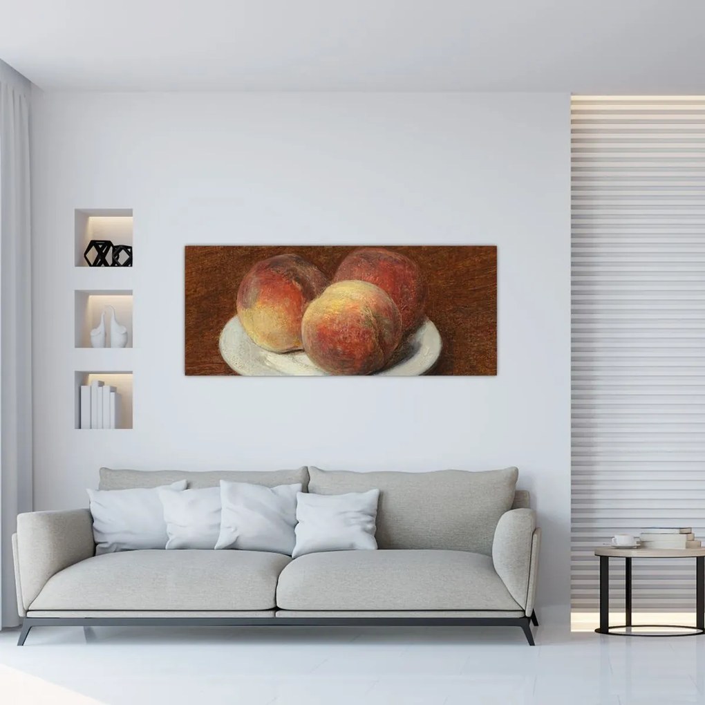 Tablou - Henri Fantin-Latour, Three Peaches on a Plate, reproducere (120x50 cm)