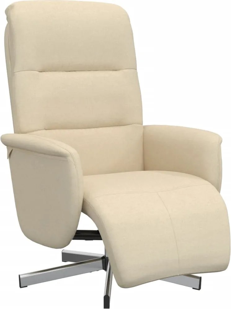 vidaXL Scaun rabatabil cu suport pentru picioare crem material textil