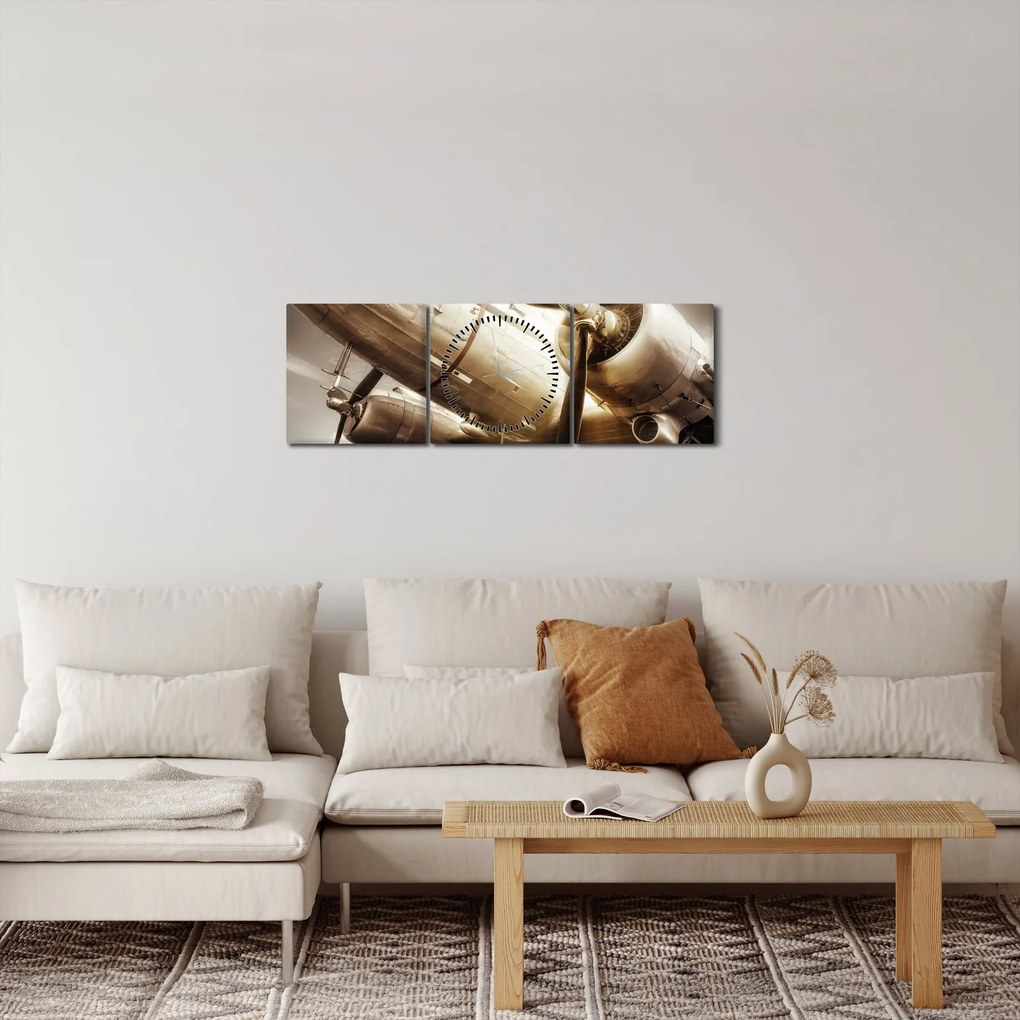 Tablou - Avion (cu ceas) (90x30 cm)
