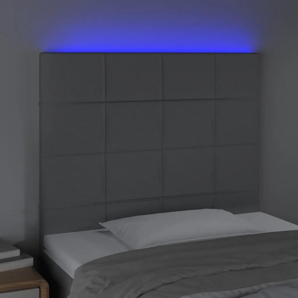 Tablie de pat cu LED, gri deschis, 100x5x118 128 cm, textil 1, Gri deschis, 100 x 5 x 118 128 cm