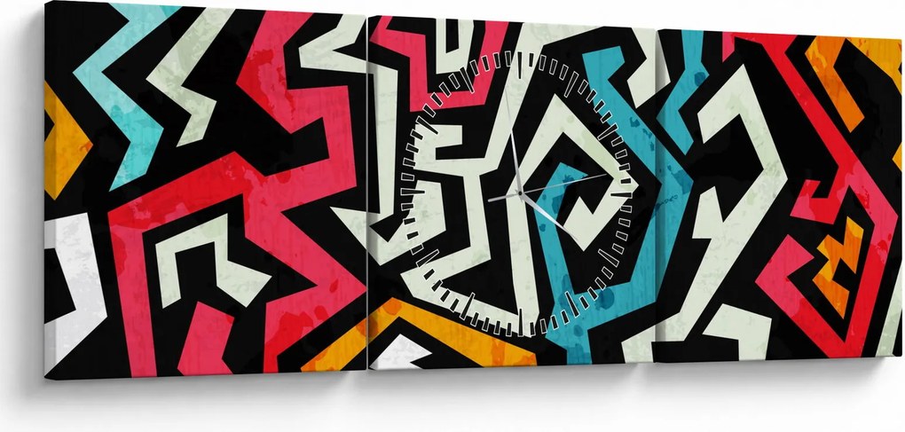 Tablouabstracție grafică (cu ceas) (90x30 cm)