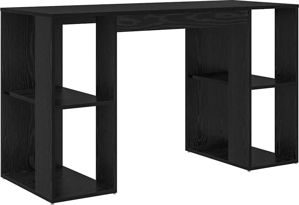 vidaXL Birou cu raft Stejar Negru 130 x 50.5 x 75 cm Lemn compozit