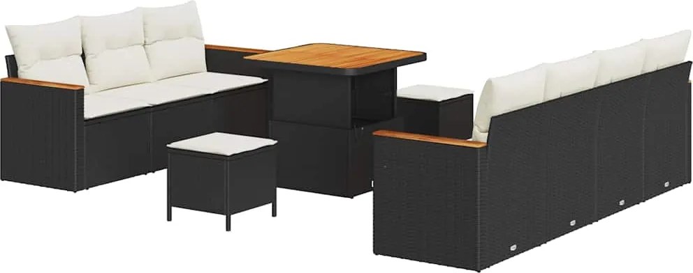 vidaXL Set de canapele pentru grădină 14 pcs Negru și Crem poliratan