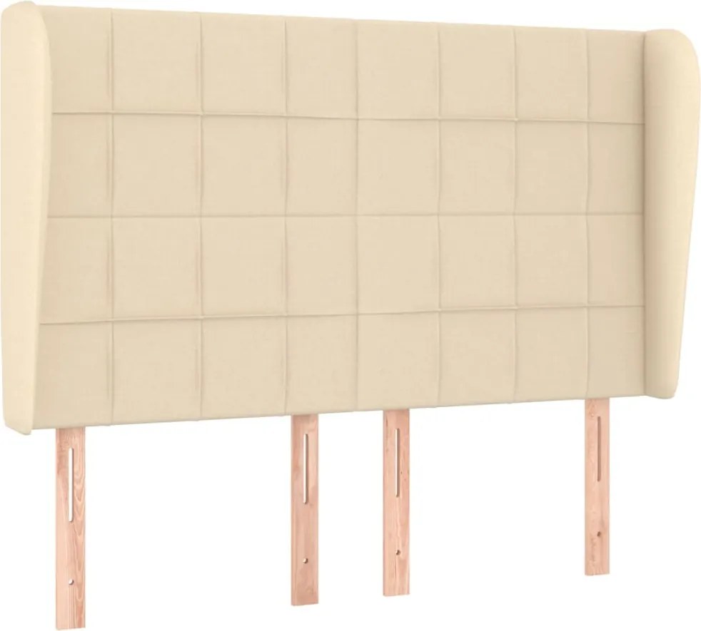 vidaXL Tăblie de pat cu aripioare, crem, 147x23x118/128 cm, textil