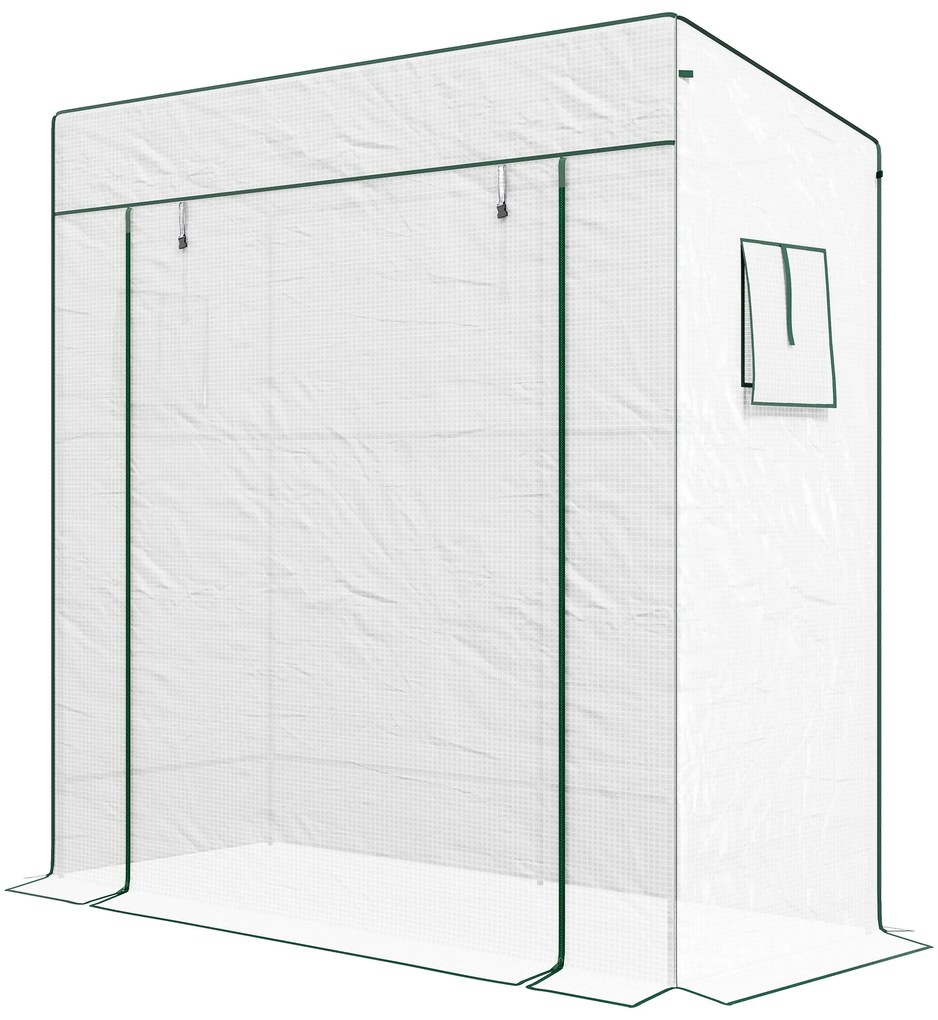 Outsunny Seră de grădină murală adăpostită cu 1 ușă înrolabilă, bârnă PE renforțată, 2 ferestre, dim. 196L x 77l x 197/178H cm | Aosom Romania