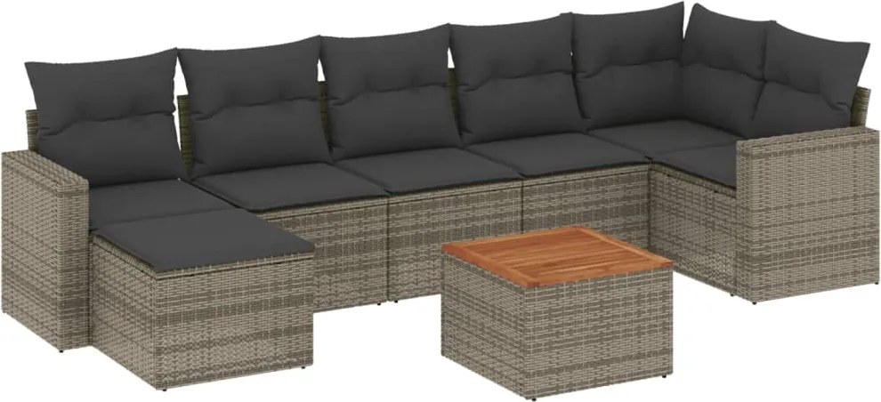vidaXL Set canapele de grădină cu perne, 8 piese, gri, poliratan