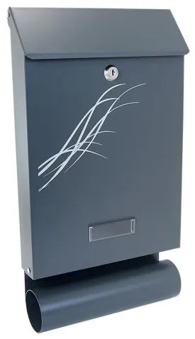Cutie postala, cu loc pentru ziar, grafit, format C4, 25x6.5x44.5 cm, Damech