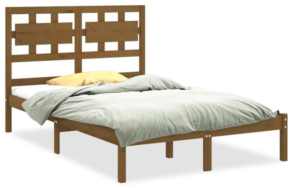 3105668 vidaXL Cadru de pat, maro miere, 140x200 cm, lemn masiv