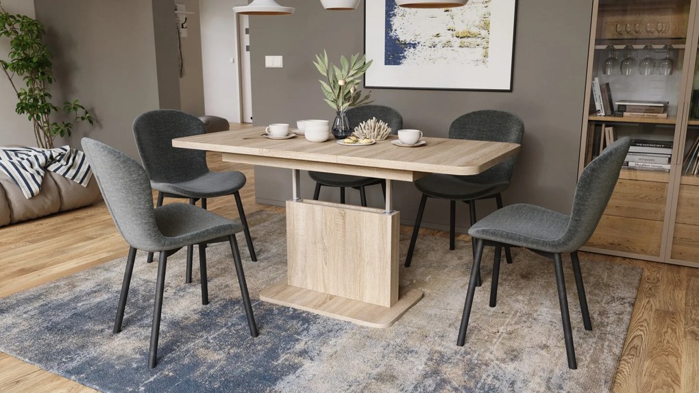 Mazzoni ASTON MINI-Z Stejar Sonoma - MĂSUȚĂ DE CAFEA MODERNĂ EXTENSIBILĂ REGLABILĂ PE ÎNĂLȚIME MASĂ TRANSFORMABILĂ