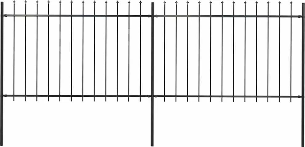 vidaXL Gard de grădină cu vârf suliță, negru, 3,4 m, oțel