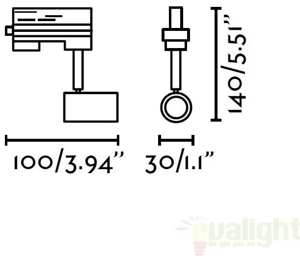 Spot negru directionabil pe sina, PLOT 64203