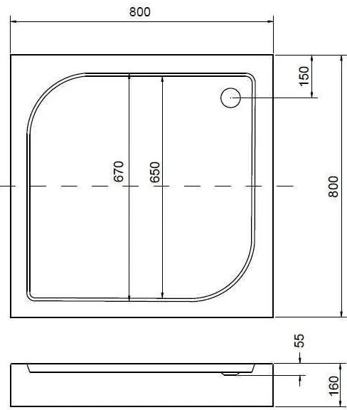 Cabină de duș pătrată Tomar 80x80 cm cu cădiță de duș