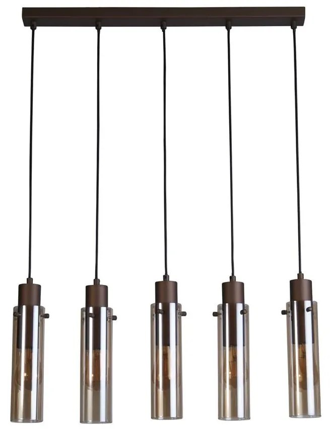 Lustra moderna cu 5 pendule Sweden II moca, chihlimbar