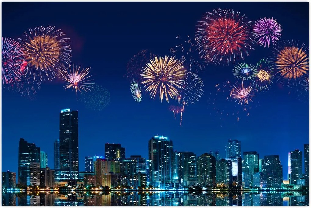 Tablou - Artificii in Miami (90x60 cm)