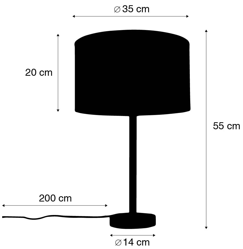 Lampă de masă modernă neagră cu abajur textil maro deschis 35 cm - Simplo