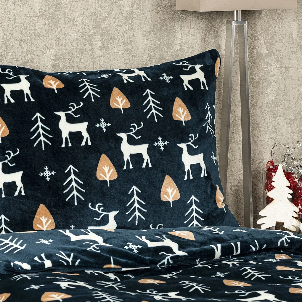 Lenjerie pat 1 pers. 4Home Nordic Deer microflanel, 140 x 220 cm, 70 x 90 cm