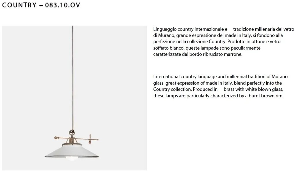 Lustra, Pendul rustic din alama cu sticla Murano Country