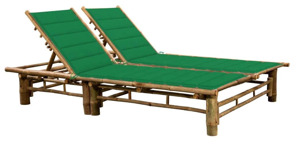 vidaXL Șezlong de 2 persoane, cu perne, bambus