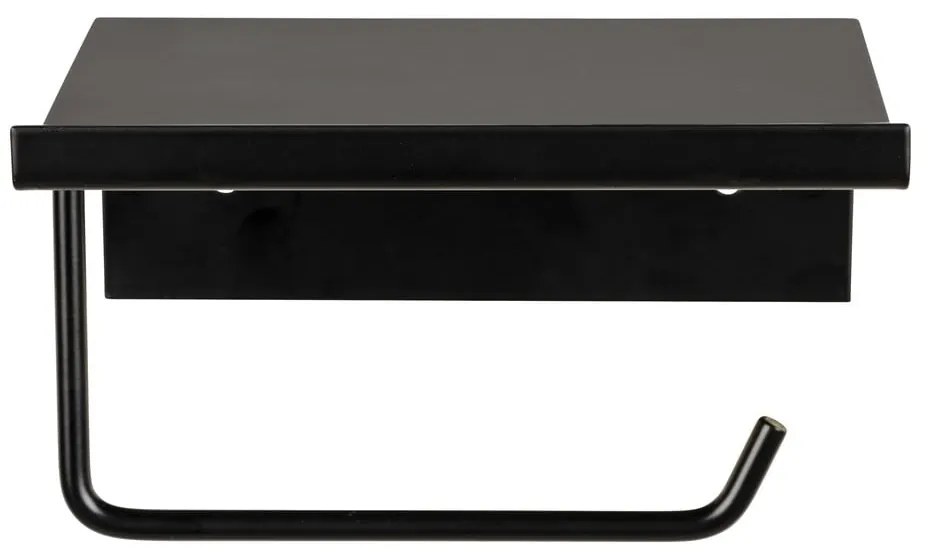 Suport pentru hârtie igienică negru autoadeziv/cu raft din metal Desulo – Wenko
