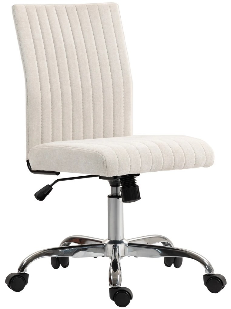 HOMCOM Scaun de birou fără accoudoirs, fauteuil de birou, înălțime reglabilă și pivotant 360°, 43 x 56 x 78-88 cm, crem | Aosom Romania