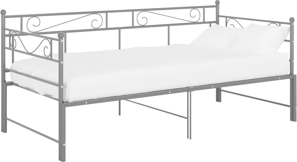 vidaXL Cadru pat canapea extensibilă, gri, 90x200 cm, metal