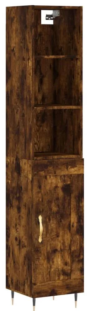 3190066 vidaXL Dulap înalt, stejar fumuriu, 34,5x34x180 cm, lemn prelucrat