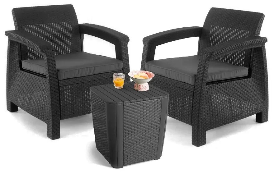 Set de mobilier de grădină Corfu duo cu masă Luzon grafit