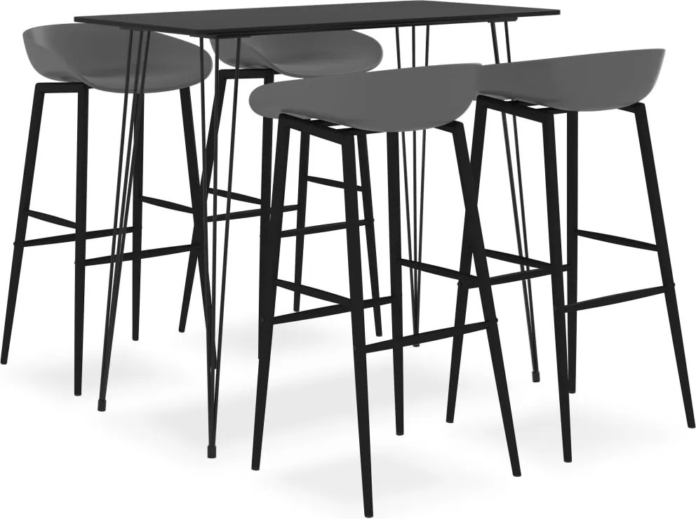 vidaXL Set mobilier de bar, 5 piese, negru și gri