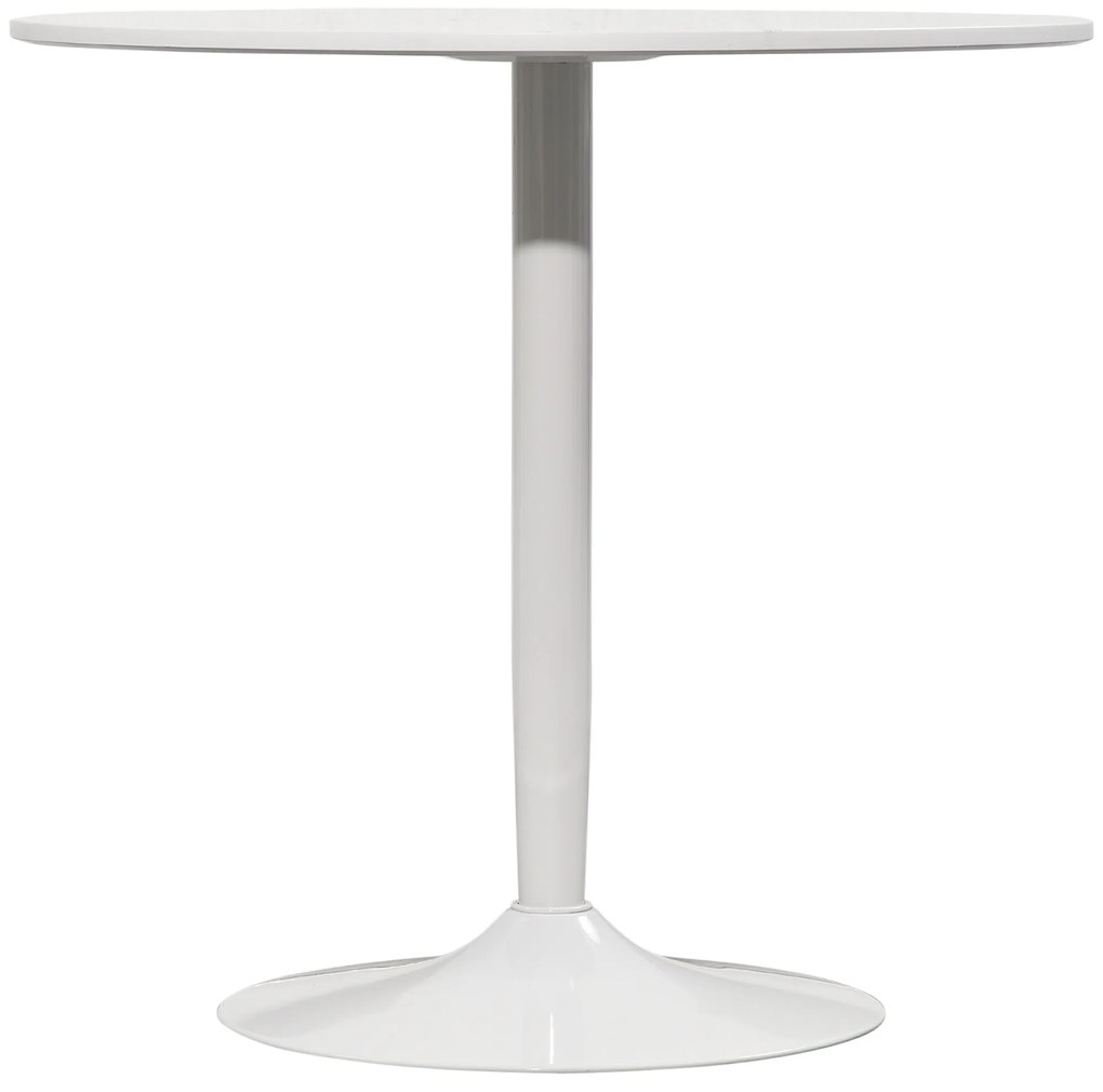 HOMCOM Masă de bucătărie pentru 2 persoane, blat rotund Ø80 cm, MDF și oțel, antiderapant, Alb, 75H cm | Aosom Romania