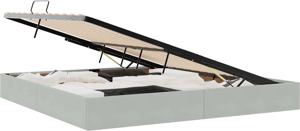 vidaXL Pat cu storage cu headboard Gri deschis 200 x 200 cm Catifea
