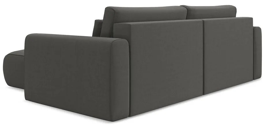 Colțar gri închis extensibil/cu spațiu de depozitare cu tapițerie din catifea (cu colț pe partea dreaptă/cu șezlong) Kapua – Makamii