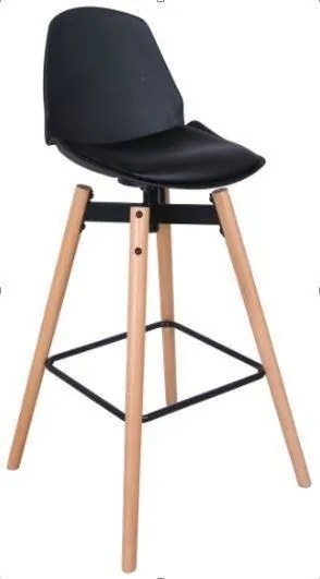 Scaun de bar, scaun inalt, scaun moale, inaltime: 104 cm, negru - czarny