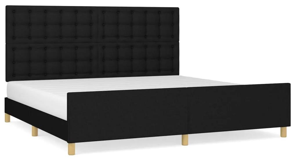 3125407 vidaXL Cadru de pat cu tăblie, negru, 200x200 cm, textil