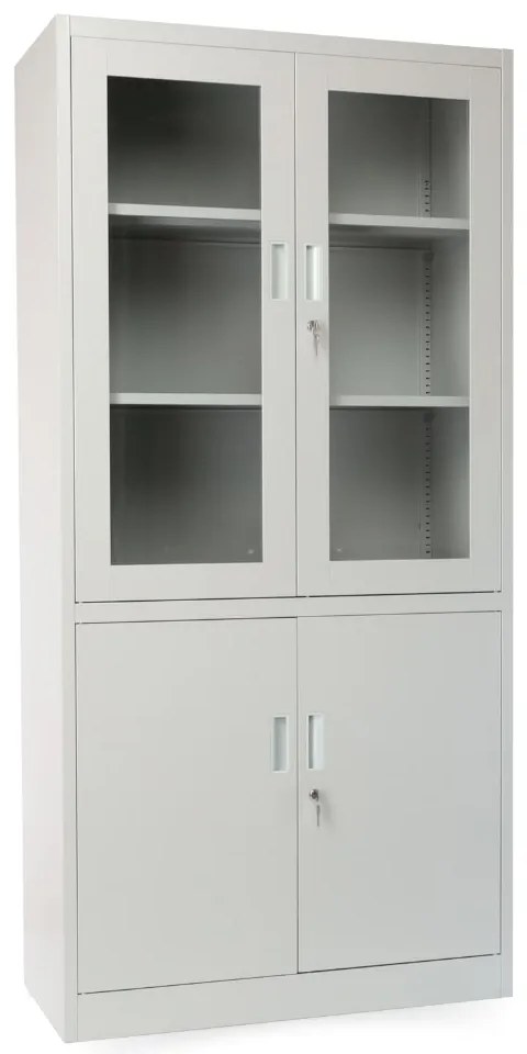 Dulap metalic universal cu uși despicate, 90 x 40 x 185 cm, încuietoare cu cilindru, gri deschis - ral 7035
