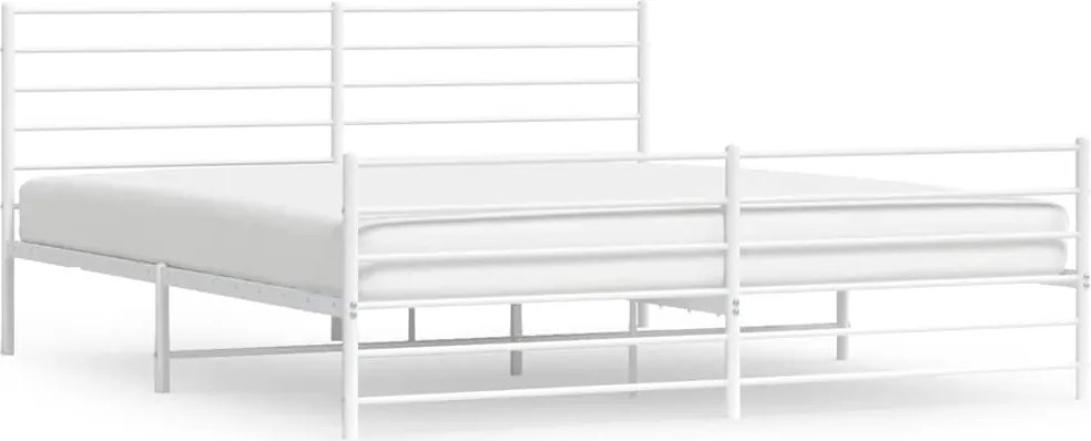vidaXL Cadru de pat metalic cu tăblie de cap/picioare, alb, 193x203 cm