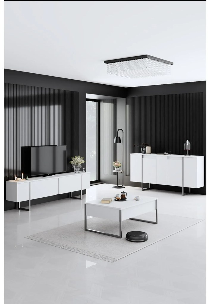 Mobilier living Luna set (Alb + Argintiu) . 1102330