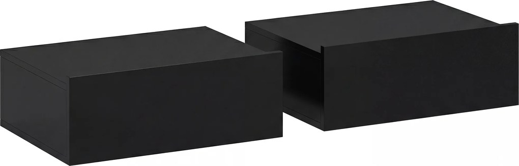 HOMCOM Set de 2 Noptiere Suspendate cu Sertar, 40x30x15 cm, Negru | Aosom Romania