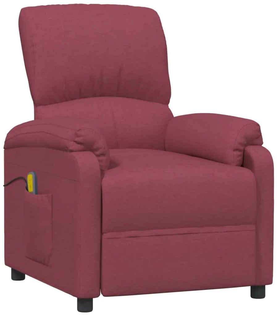 324082 vidaXL Fotoliu de masaj, roșu vin, material textil
