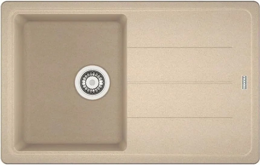 Chiuveta bucatarie compozit Franke Basis Avena 1 cuva cu picurator 78x50 cm reversibila finisaj bej mat