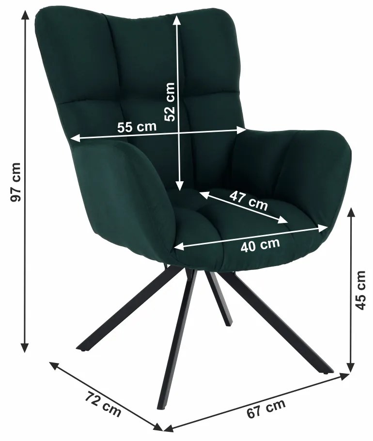 Scaun de design, ţesătură verde, KOMODO