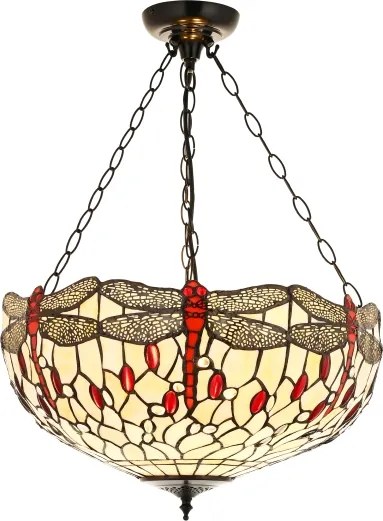 Endon 112251 - Candelabru Tiffany DRAGONFLY suspendat pe lanț, 3xE27/60W/230V, Ø 50 cm