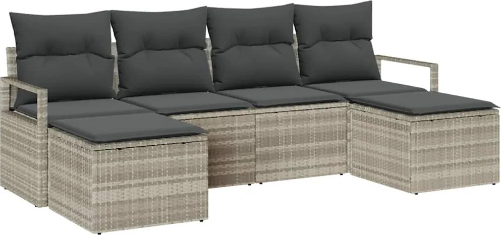 vidaXL Set de canapea 6 pcs Gri deschis poliratan