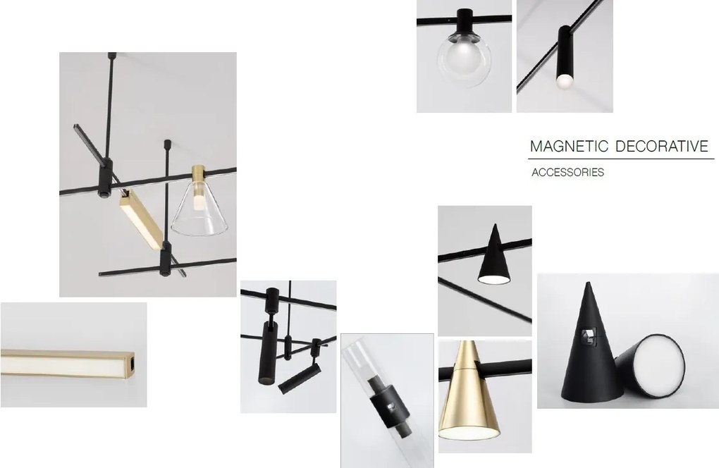 Accesoriu, Corp de iluminat pentru sistemul magnetic PUZZLE si GRAMMI, Minimal negru