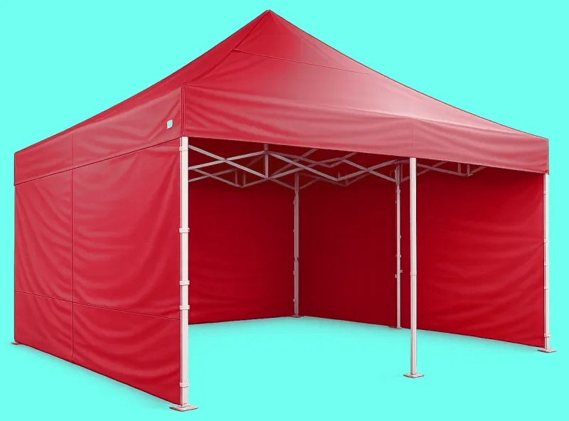 Cort pliabil 5×5 m – aluminiu hexagon profi, Roșu