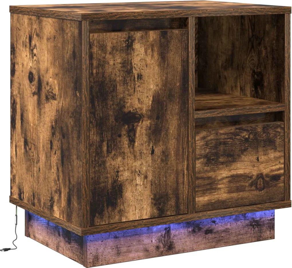 vidaXL Dulap de noapte Stejar fumuriu 50 x 34,5 x 50 cm Lemn compozit